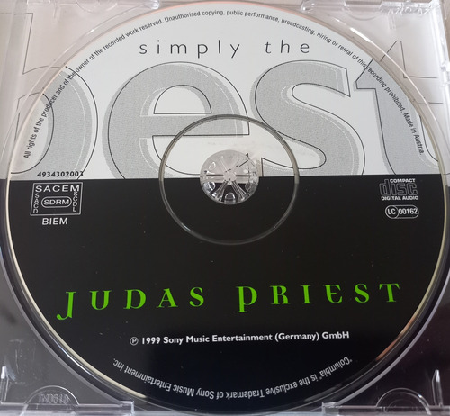 Cd Judas Priest - Simply The Best 1er Ed. Heavy Metal Maiden (Usado)