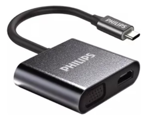 Adaptador Type-c Para Hdmi 4k+vga+usb-a+pd 4em1 Para Macbook Cor Cinza-escuro