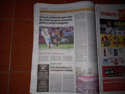 Diario Clarin 10/12/2017. River Campeón De La Copa Argentina (Usado)