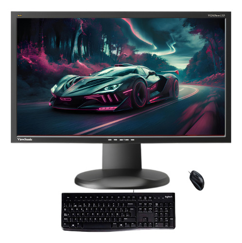 Excelente Monitor Viewsonic 24 Full Hd Base Teclado Y Mouse! (Reacondicionado)
