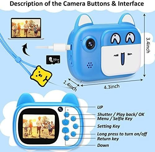 Camara Digital Nameer 1080p Video Para Niños Azul