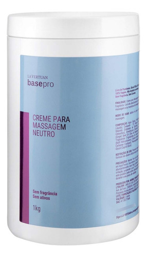 Creme De Massagem Corporal Neutro Sem Perfurme La Vertuan