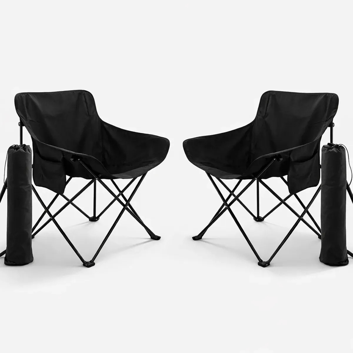 Sillas De Camping Playa Pesca Plegables Impermeables Set 2 Negro
