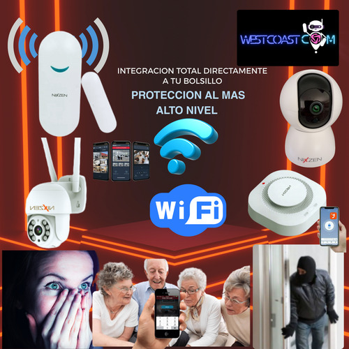 Kit De Seguridad Wifi Camaras Y Sensor Apertura Y Humo App Blanco