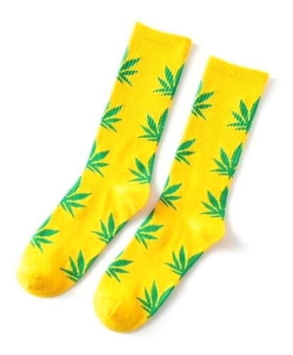 Calcetines Forma Hojas Verdes De Marihuana 420 Amarillos