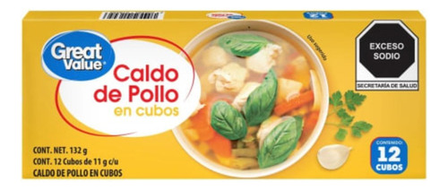 10 Pzas Caldo De Pollo Great Value 12 Cubos De 11 G C/u