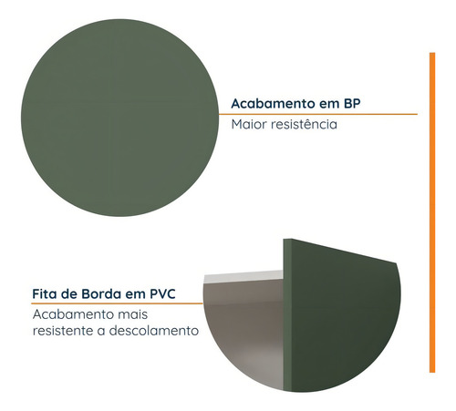 Cozinha Modulada 4 Peças Sem Tampo 3 Aéreos 5 Portas E 1