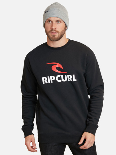 Poleron Logo Crew Neck Negro Hombre Rip Curl