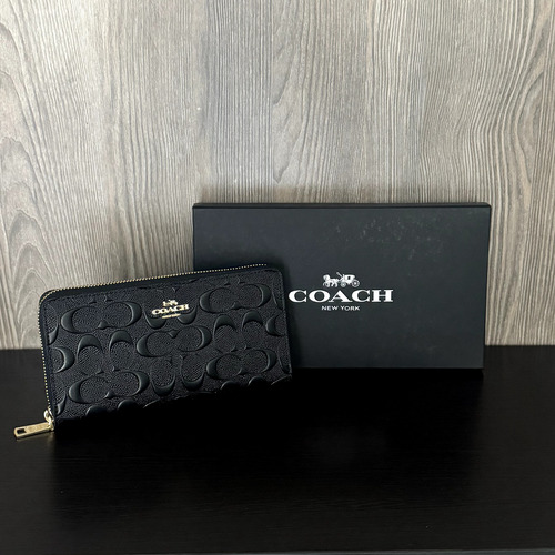 Cartera Para Dama Coach Monograma Negro, Original Grande. Negro Liso
