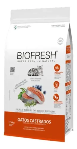 Biofresh super premium castrados alimento para gato sabor salmão em sacola de 1.5kg