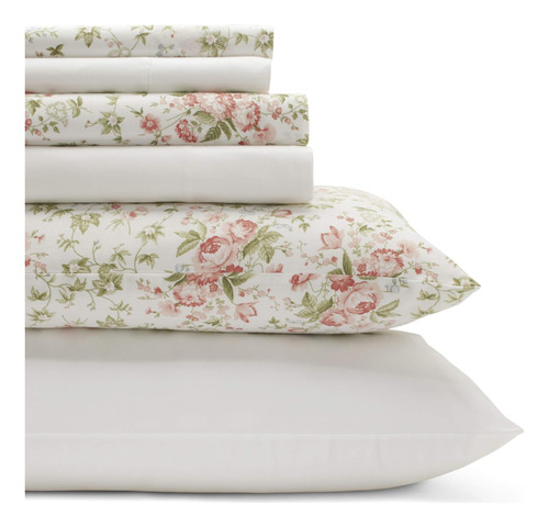 Laura Ashley - Sábanas Queen, Juego De Cama De Percal De ALG