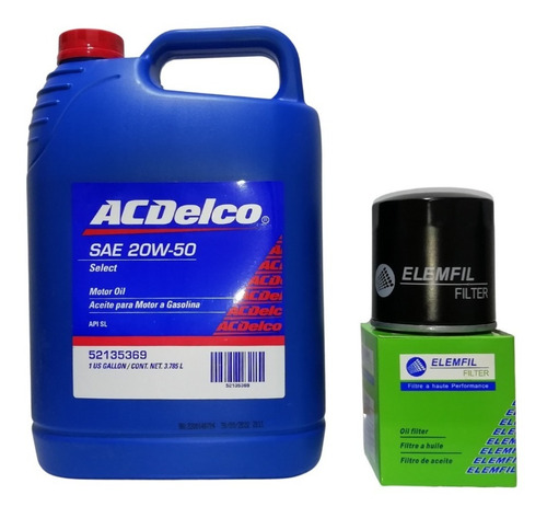 Aceite Acdelco 20w50 Galón (3.78 Litros) + Filtro Aceite