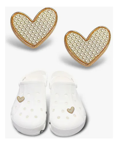 X2 Pines Diseño Corazones Dorados (compatibles Con Crocs) Corazon Dorado