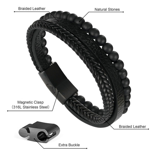 Pulsera De Ojo De Tigre Para Hombre, Piedra Natural
