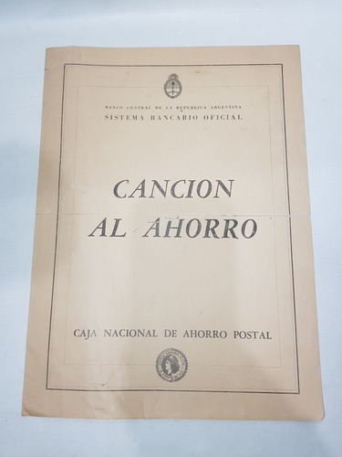 Imagen 1 de 4 de Antigua Partitura Canción Al Ahorro Caja Nacional Mag 59445
