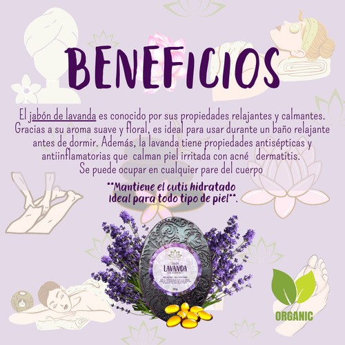 Jabón Orgánico De Lavanda Vitamina E Relajante Calmante