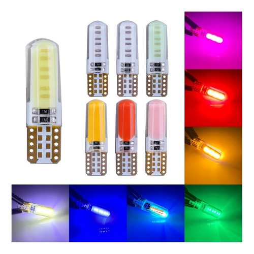 4 Cocuyo,bayoneta,bombillo Fijo Led T10 Colores Moto/carro U