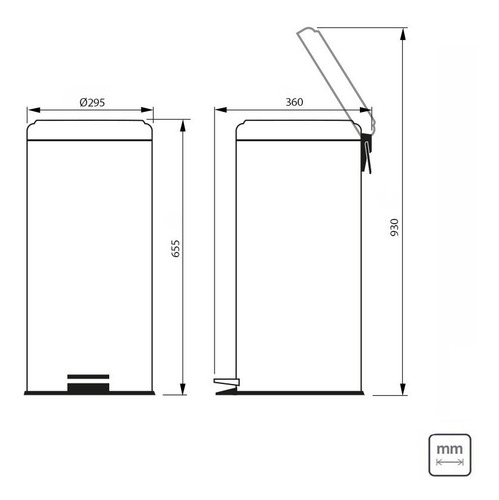 Cesto Tacho De Basura Tramontina de 30 litros de Acero Inoxidable Con Pedal