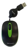 Comprar Mouse Mini Con Cable Retráctil Wesdar X25 Pc Notebook Usb Color Verde