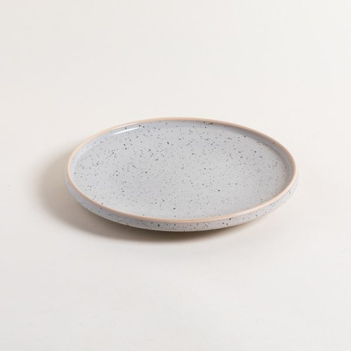 Plato Playo Tozeur Dots Gris Con Borde Natural De 26cm