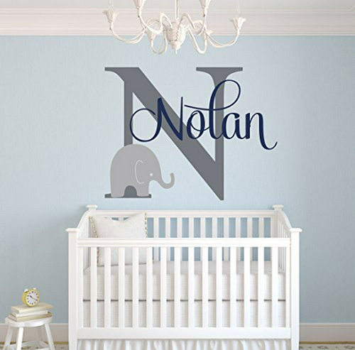 Vinilo Personalizado De Nombre De Elefante Para Niños - Deco