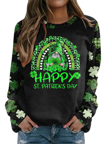 Famoore Sudadera Para Mujer Estampado Dia San Patricio Boton