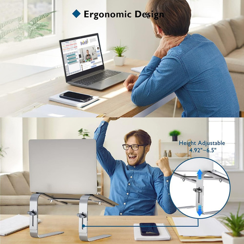 Imagen 5 de 8 de Base Soporte Ajustable Pc Portátil Laptop Ergonómic Aluminio