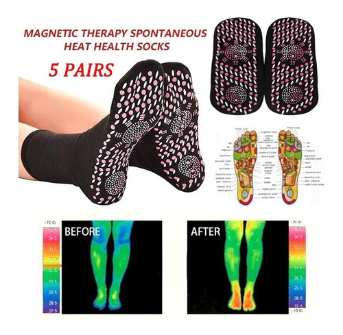 5 Pares De Calcetines Magnéticos Masaje De Salud De