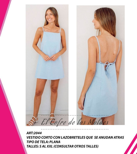 Molde Digital Vestido Con Lazobreteles, Pack Talles S Al Xxl