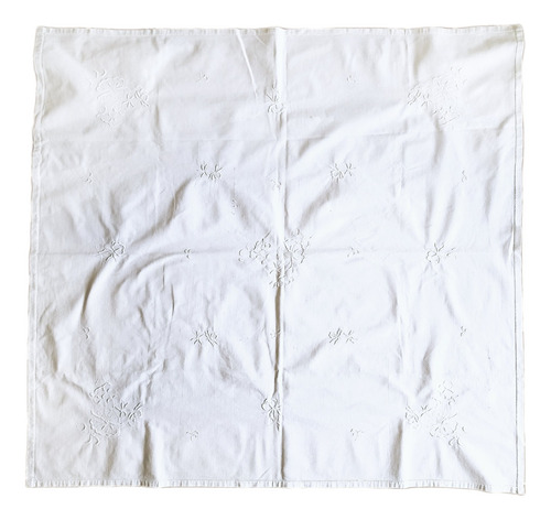 Mantel Antiguo Carpeta De Hilo Bordado En Blanco 1,20x1,10 M