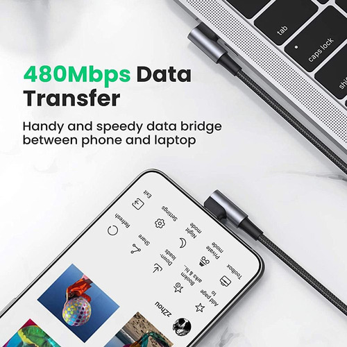 Cable De Carga Rápida Pd 100w Usb C A Usb Tipo C 90 Grados