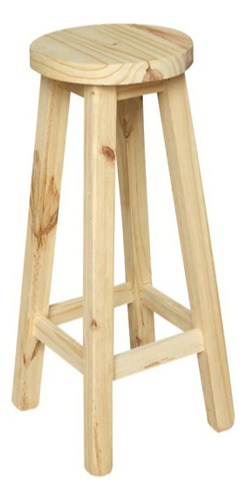 2 Taburetes Silla Banqueta Alta De 75cm Pino Sin Respaldo Impregnante Exterior Color A Eleccion