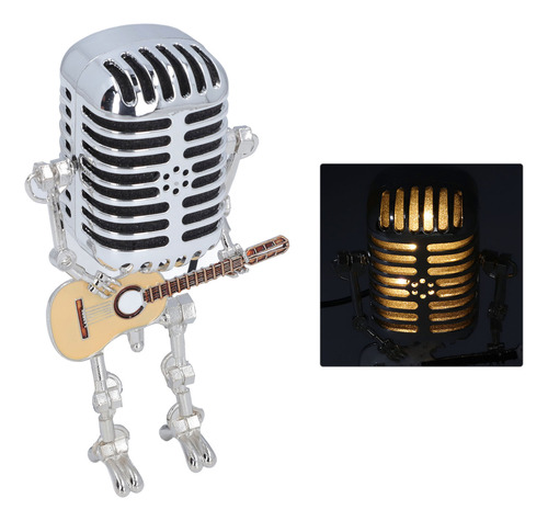 Robot Con Micrófono Metálico Que Sostiene La Guitarra, Estil