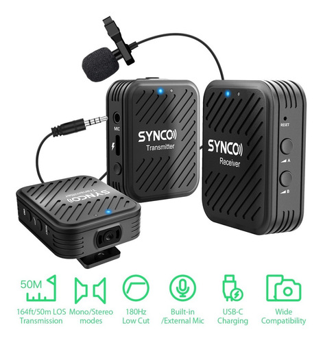 Imagen 2 de 7 de Micrófonos X2 Receptor X1 Synco Wair-g1-a2 Omnidireccional