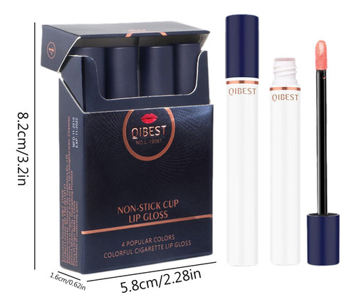Juego De Brillo De Labios No Pegajoso 4 Barras De Labios Líq
