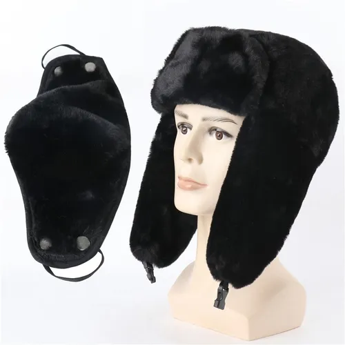 Ushanka Sombrero Ruso Ushanka Azul Con Insignia