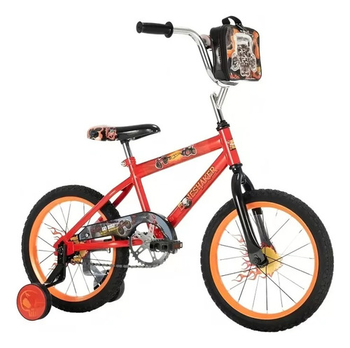 Bicicleta Infantil Huffy Hot Wheels R-16 Rojo Con Rueditas