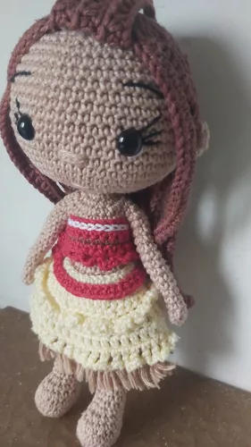 Boneca Moana 35cm Em Crochê/amigurumi.