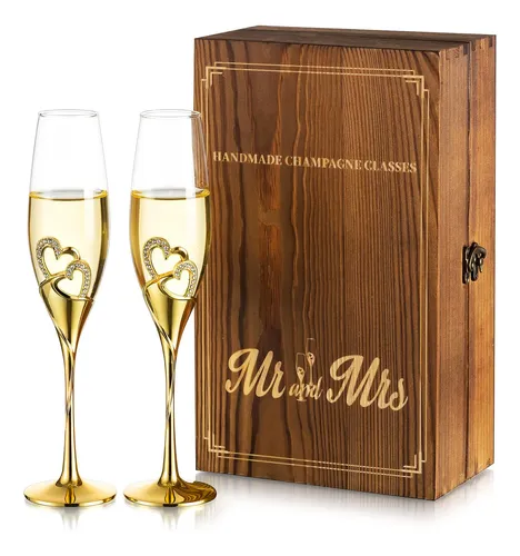 comprar Nuptio Copas De Champán De Cristal Boda: Juego De 2 Copas De