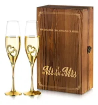 Comprar Nuptio Copas De Champán De Cristal Boda: Juego De 2 Copas De
