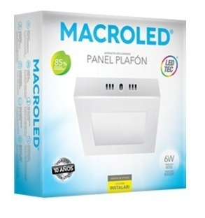 Panel Plafon Led 12w Aplicar Cuadrado Macroled 