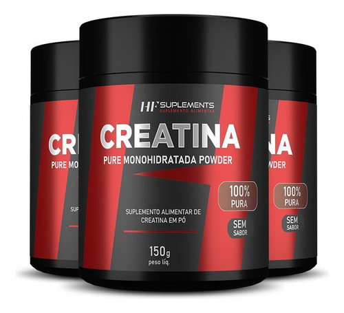 Kit 3 Creatina Em Pó 3g Pura Hf Suplements 150g