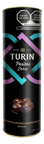 Pasitas Turín Zero Cubiertas Con Chocolate Amargo Tubo 185 G