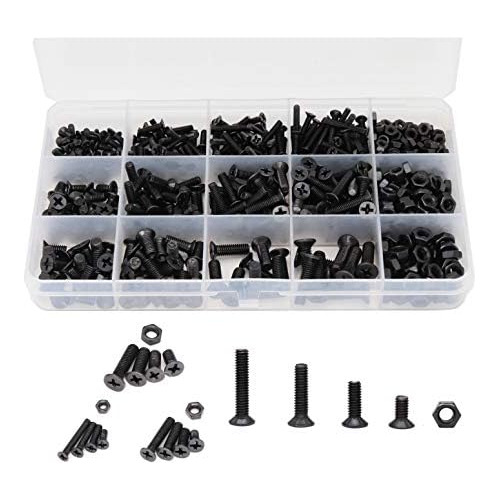 Kit De 570 Tornillos Negros Planos Cabeza Avellanada Ph...