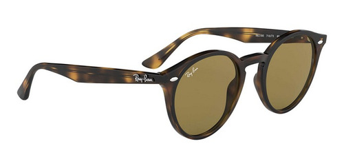 Imagen 3 de 4 de Anteojos de sol Ray-Ban Round RB2180 Standard con marco de propionato color polished tortoise, lente brown de plástico clásica, varilla polished tortoise de propionato