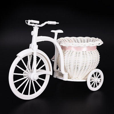 Plástico Blanco Triciclo Bicicleta Diseño Cesta Almacenamien