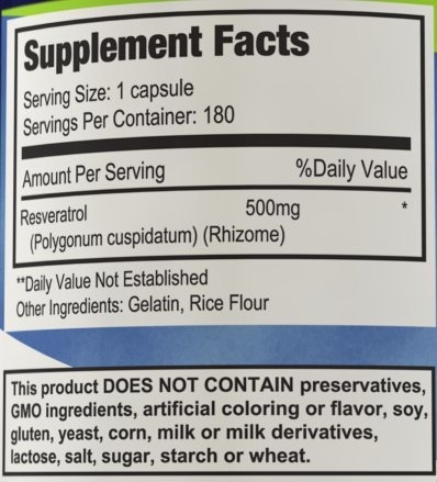 Resveratrol 500mg 180 Cápsulas - Nutrissence
