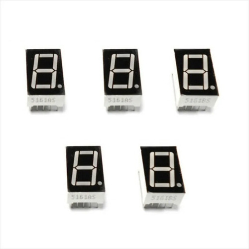 5 X Display De 7 Segmentos, Ánodo Común, Led Rojo, 5161bs