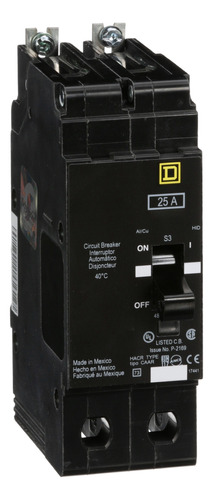 Egb24025 Mini Circuit Breaker, E-frame, 25a, 2 Pole, 480y/2