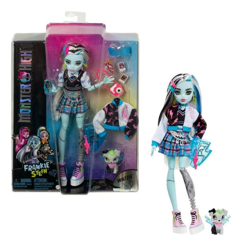 Monster High Frankie Stein Con Su Perro Watzie Y Accesorios 